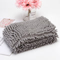 Grey 85 by 60 centimetre chenille dog towel