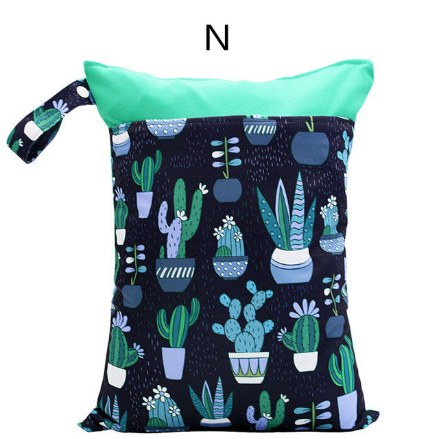 Navy botanical Wet Walk Bag with mint top