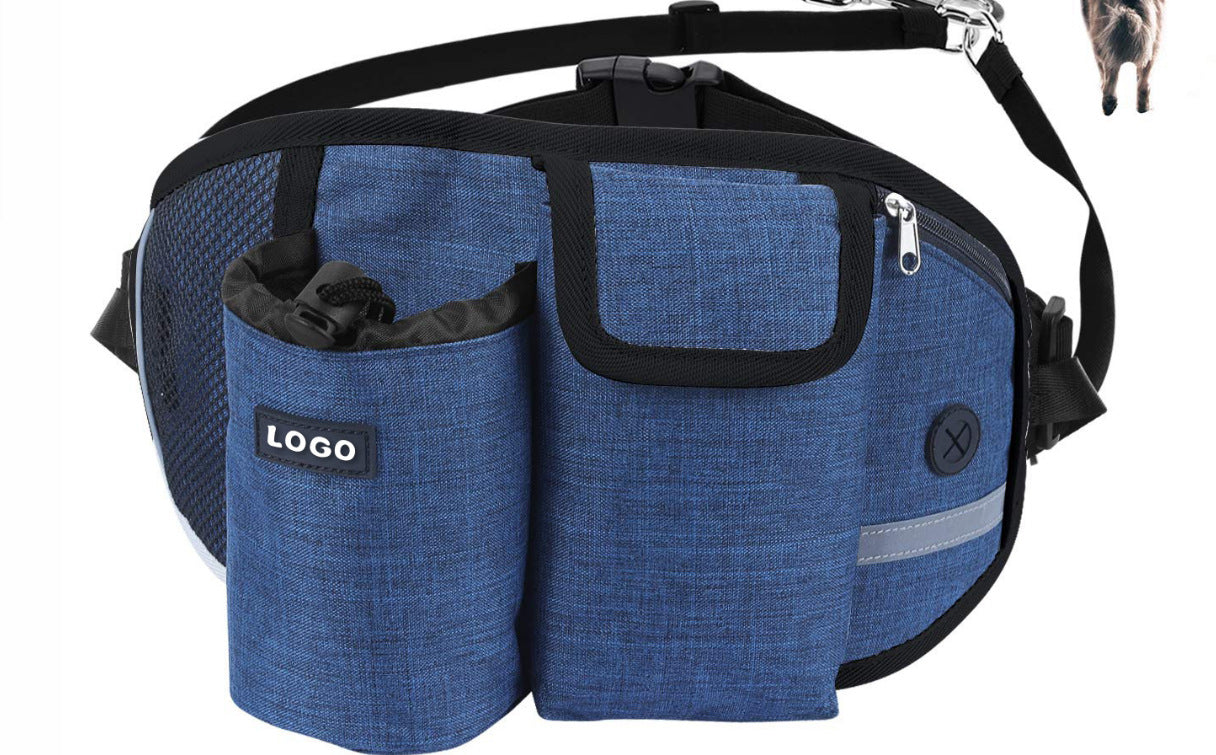 Blue dog walk organiser waist bag with storage compartments