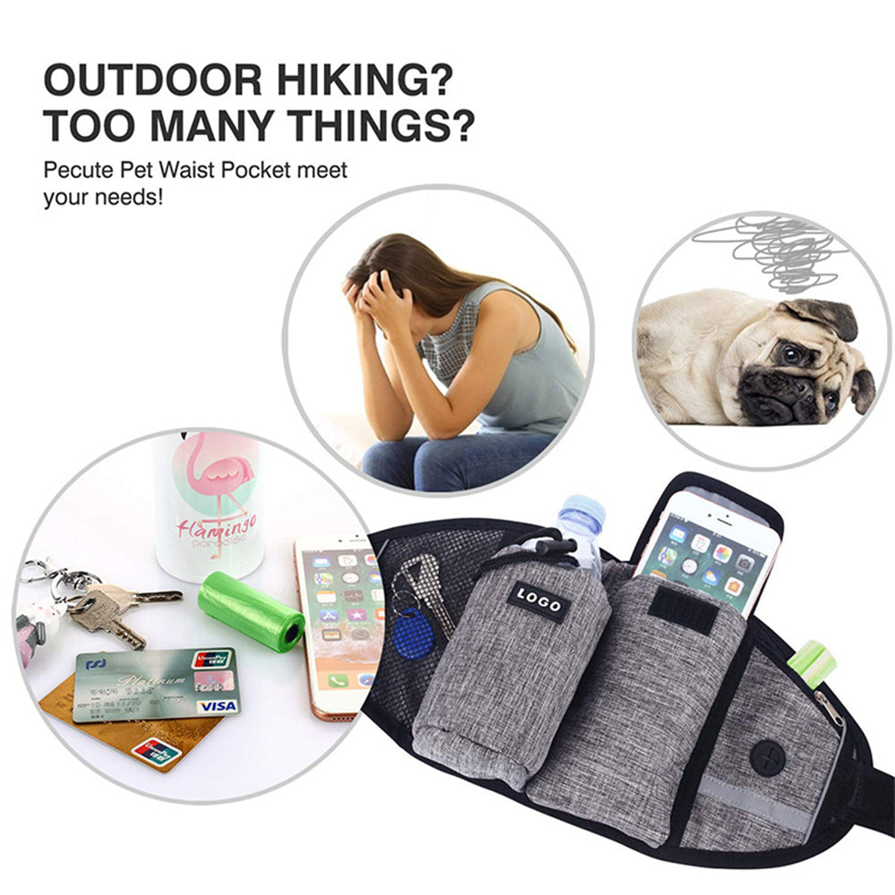 Grey dog walk organiser waist bag with storage compartments