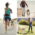 Dog walker wearing an organiser waist bag on an outdoor run