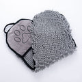 Grey double-hand dog drying towel with two hand pockets