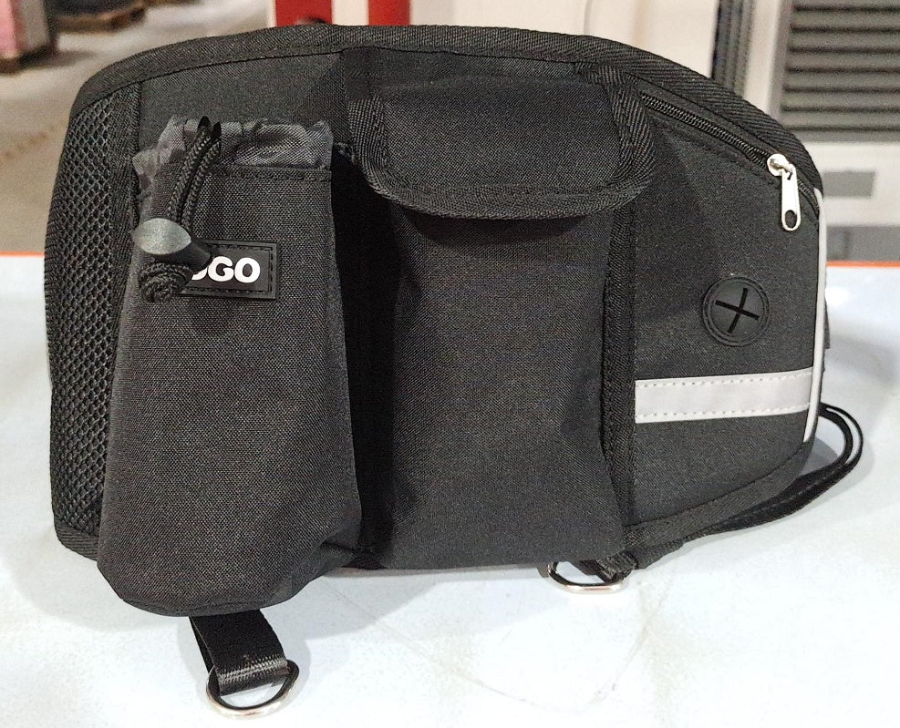 Black dog walk organiser waist bag with storage compartments