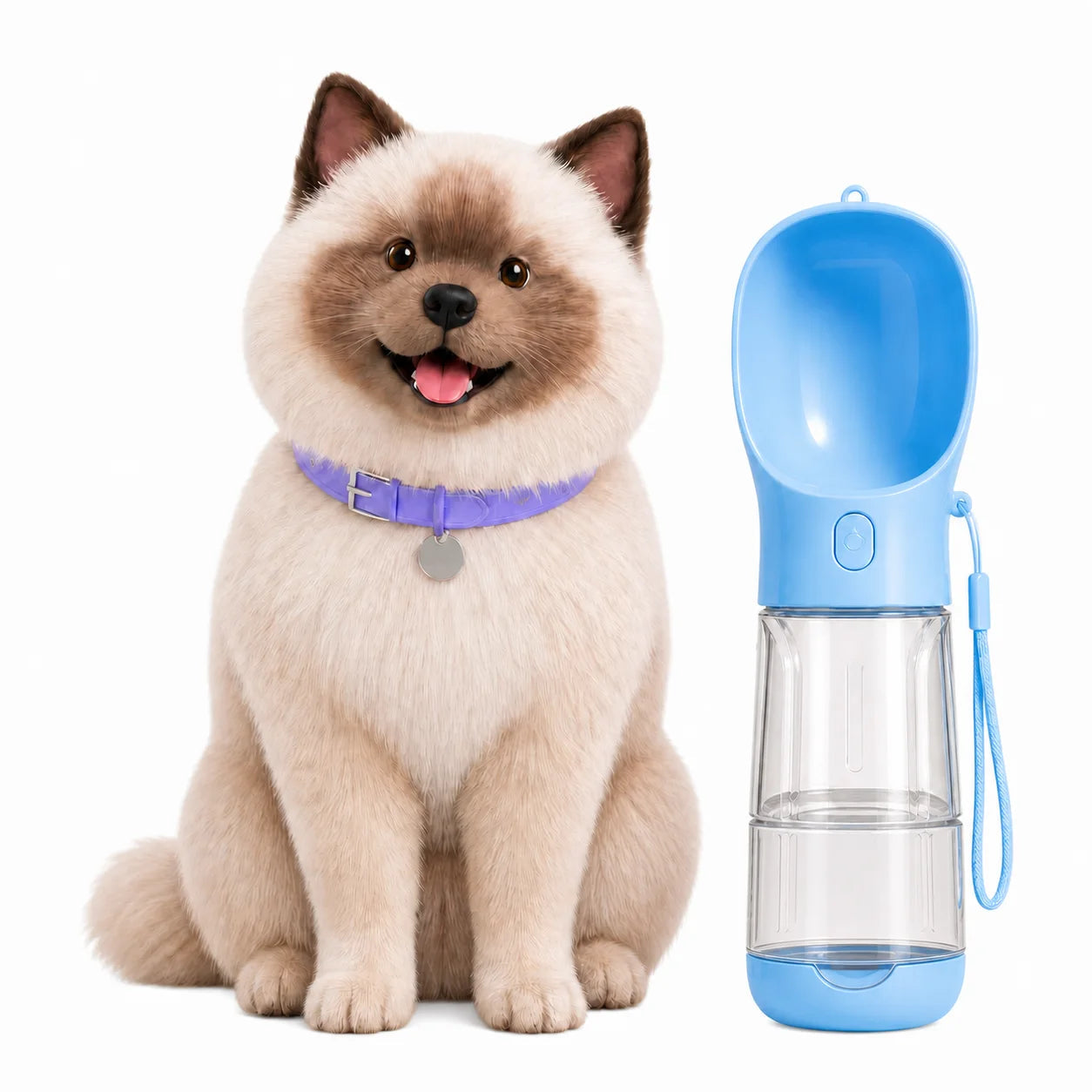 300ml Portable Dog Water Bottle with Built-In Bowl
