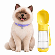 Avorily 300ml portable dog water bottle in Yellow with empty transparent lower compartment