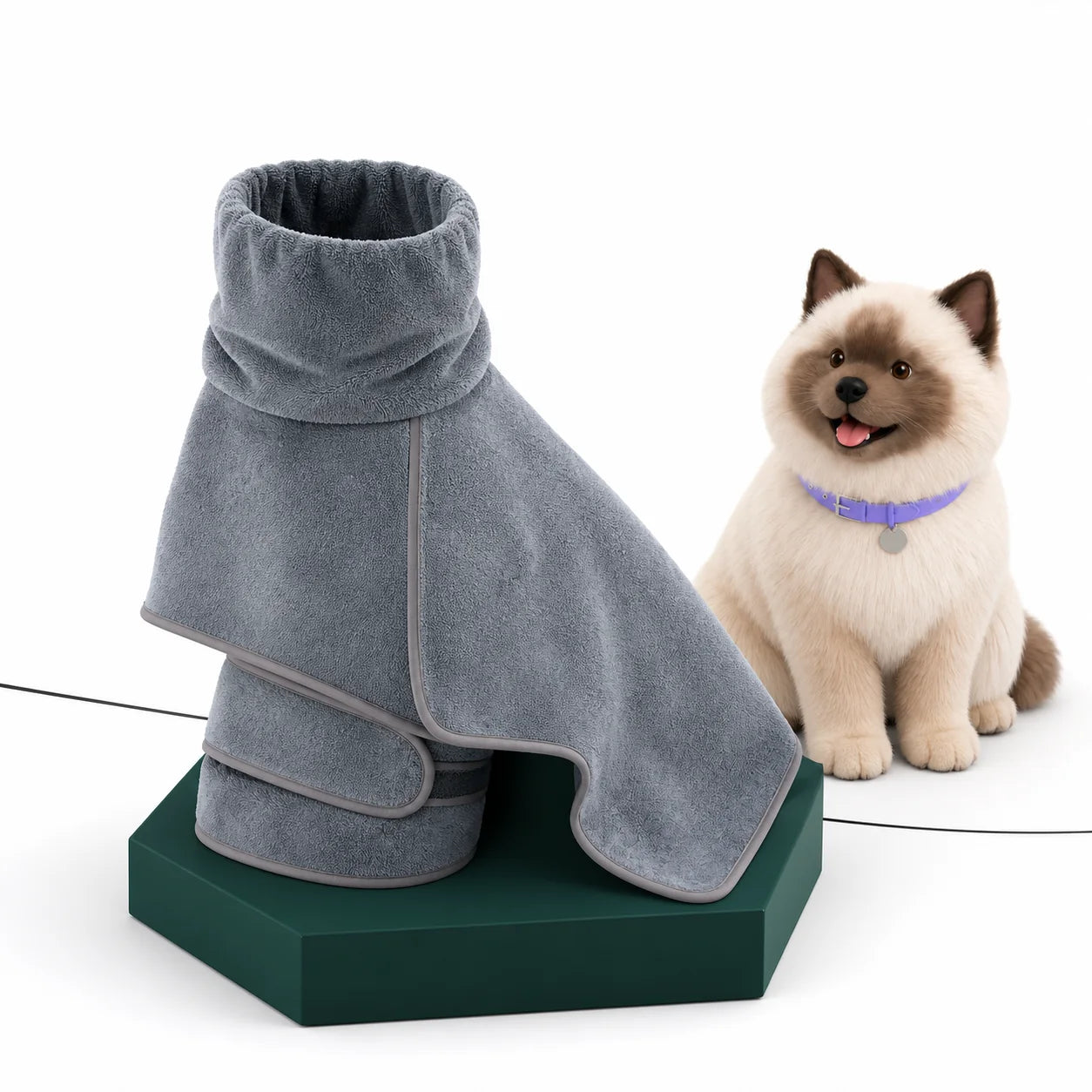 Grey Dog Drying Robe displayed beside Umi on a white Avorily studio set